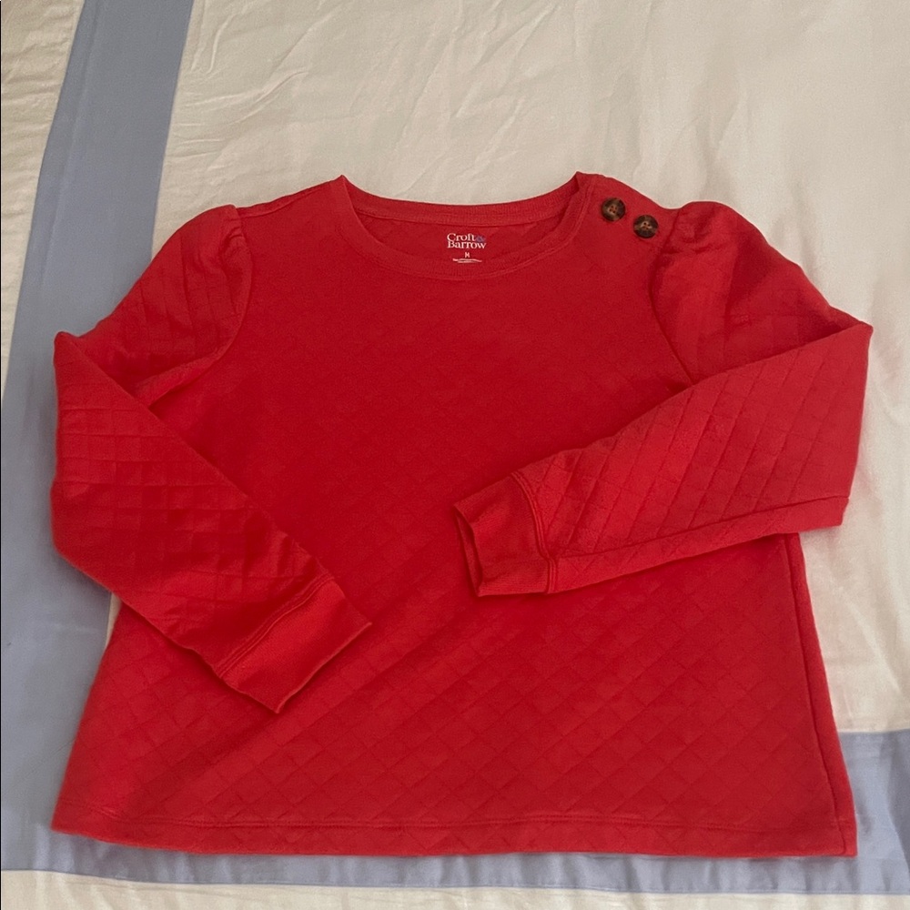 Croft & Barrow Red Quilted Long Sleeve Tee